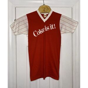 Vintage Velva Sheen Coca Cola Jersey Shirt 'Coke‎ is it!' Red Medium- Read